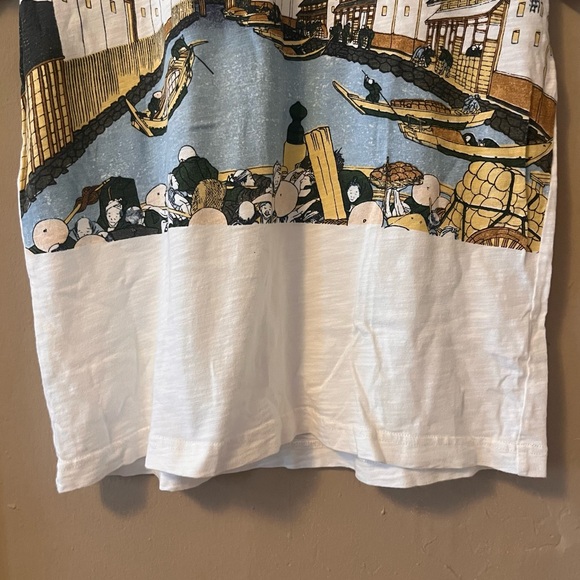 uniqlo 🎉rare🎉hokusai blue japanese theme white tshirt with front pocket - Picture 8 of 13